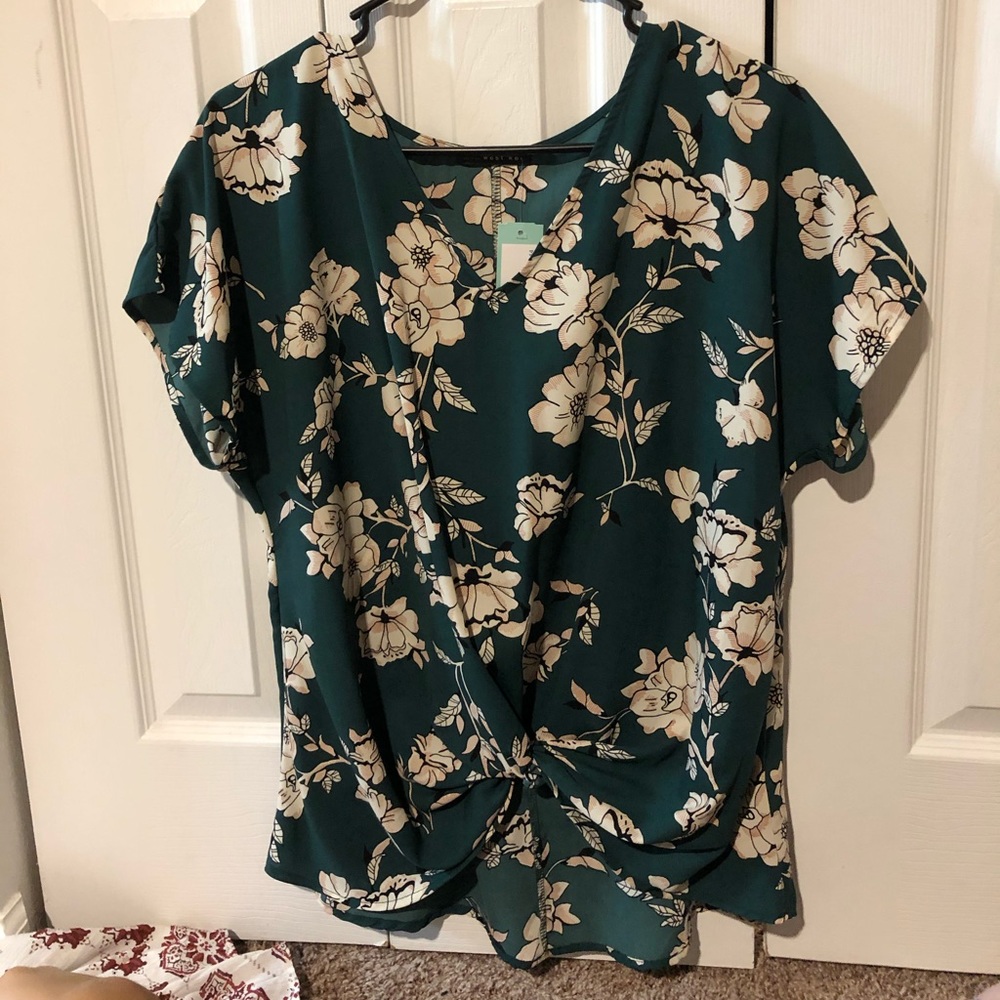 Flowery green blouse